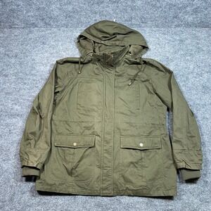 WenVen Mens 2XL Olive Green Military Field Jacket Hooded Cotton Utility Coat